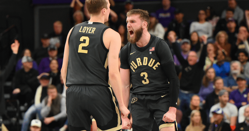 Purdue's Fletcher Loyer and Braden Smith